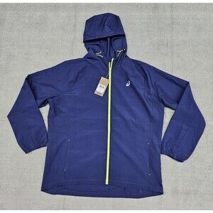 Asics PR Lyte Packable Jacket Mens XL Midnight Blue Full Zip Hoodie Long Sleeve